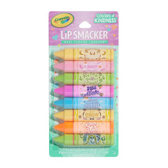 Lip Smacker Crayola Party Pack 8-balm collection shown for vibrant color and hydration.