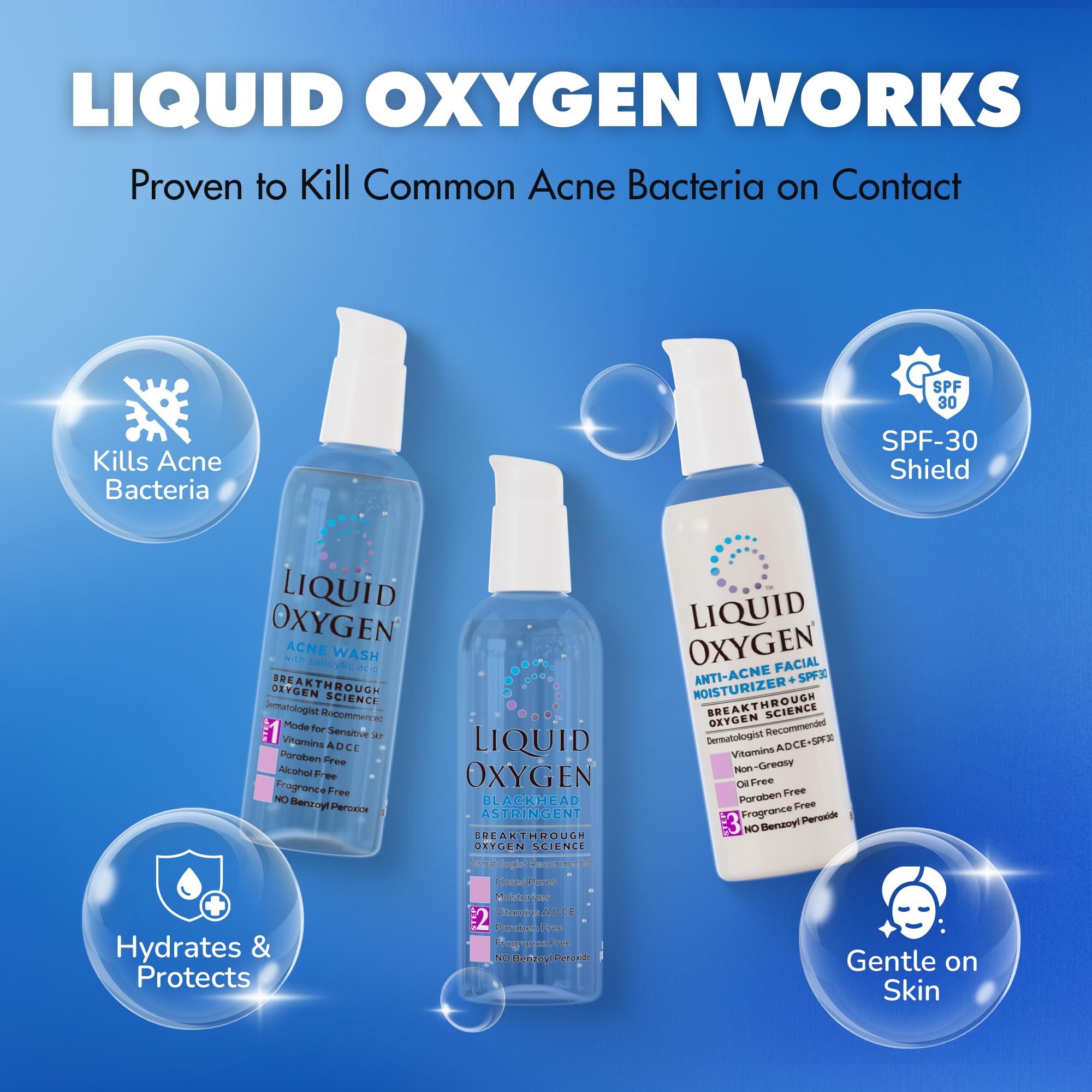 Liquid Oxygen Acne Wash foam texture to gently exfoliate and purify the skin.