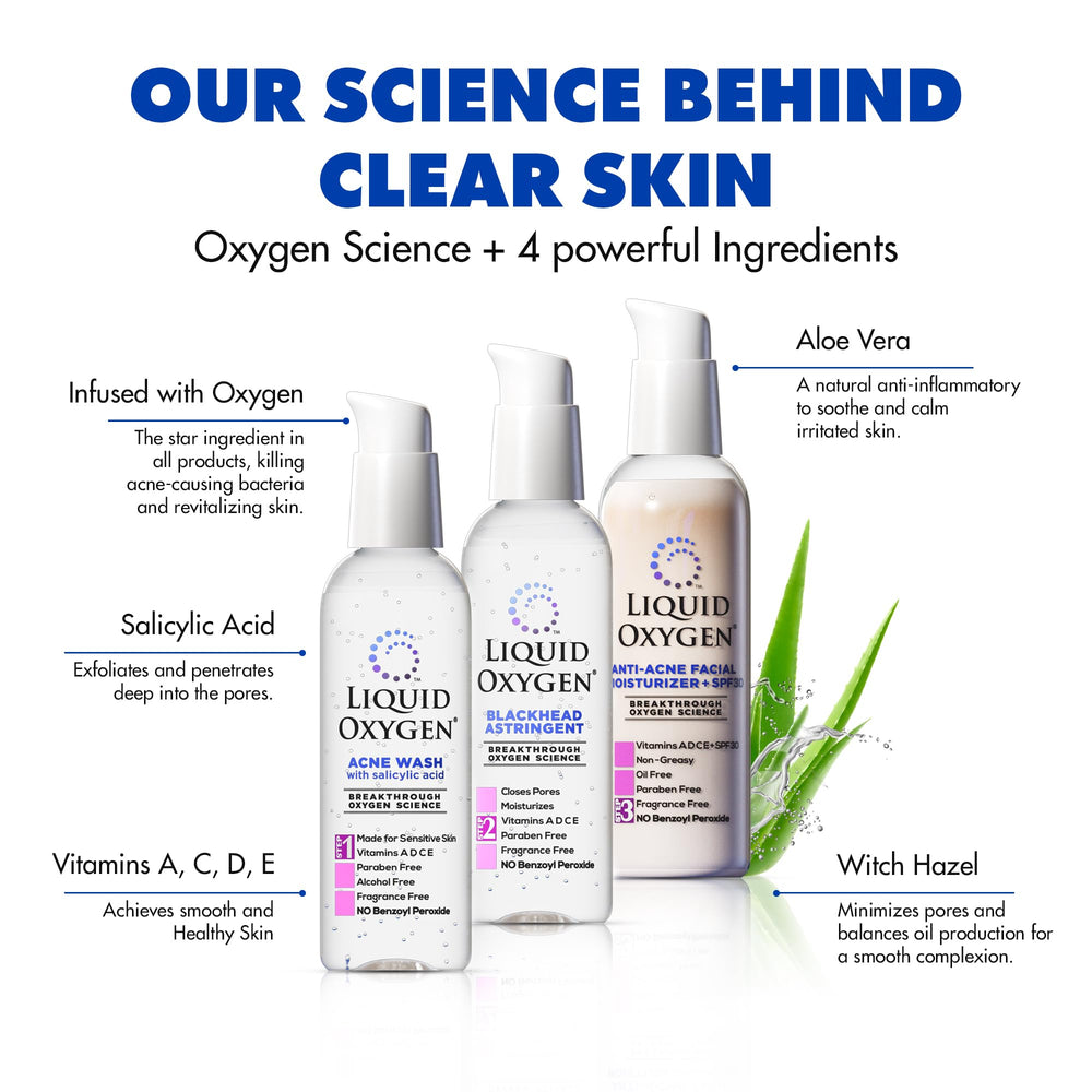 Liquid Oxygen Blackhead Toner bottle for pore tightening and blemish control.