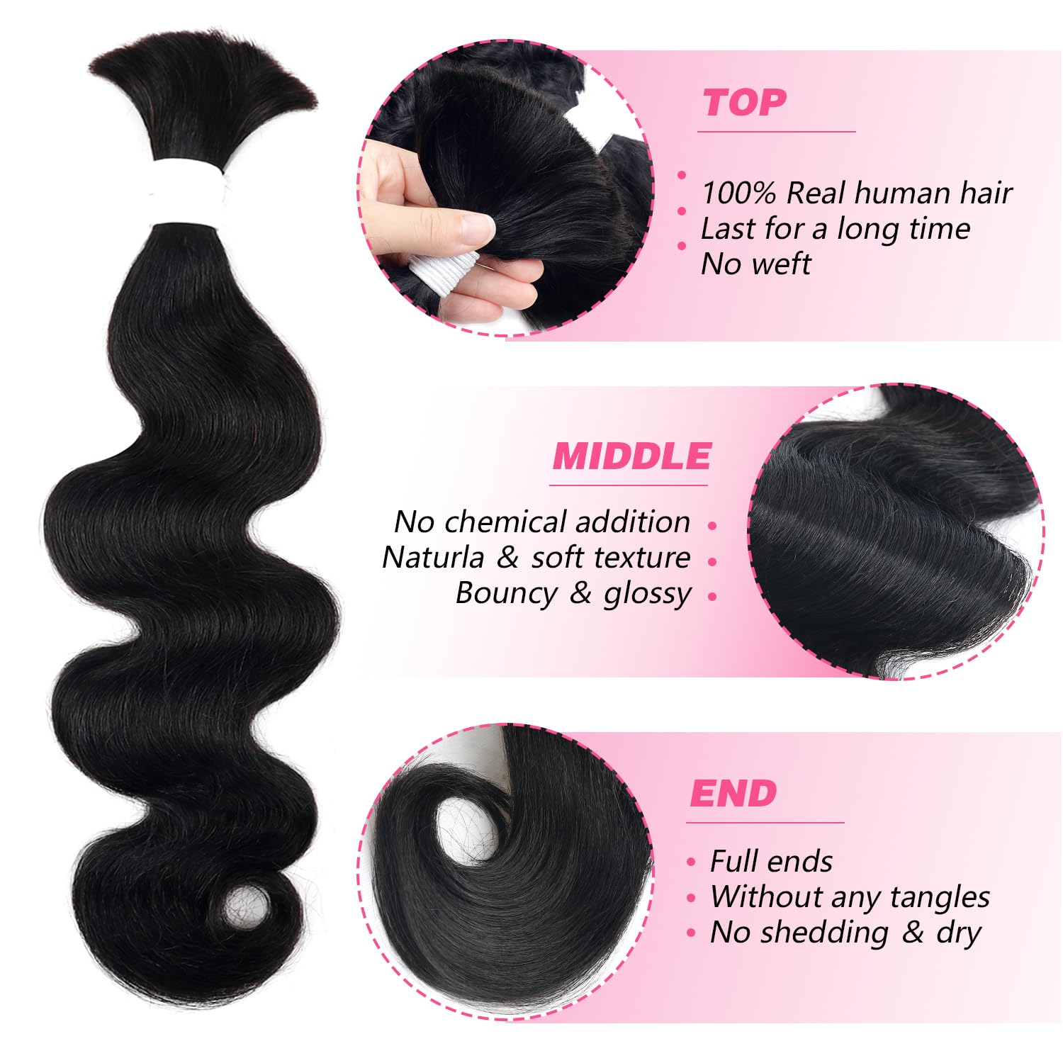 Liqusee 18-inch bundle closeup highlights clean unprocessed Brazilian hair and smooth texture for lasting color and styling.