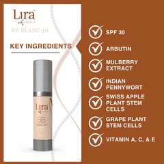 Close-up of Lira Clinical BB Cream Blanc 30 texture for blending.