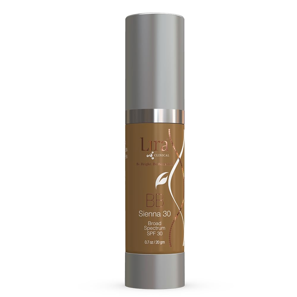 Lira Clinical BB Cream Sienna swatch showing even tone and SPF 30 protection