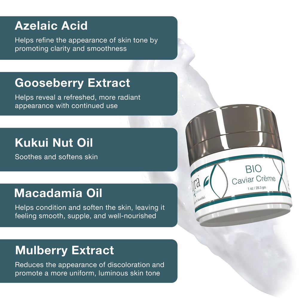 Lira Clinical BIO Caviar Crème infused with macadamia and kukui oils for nourishment.