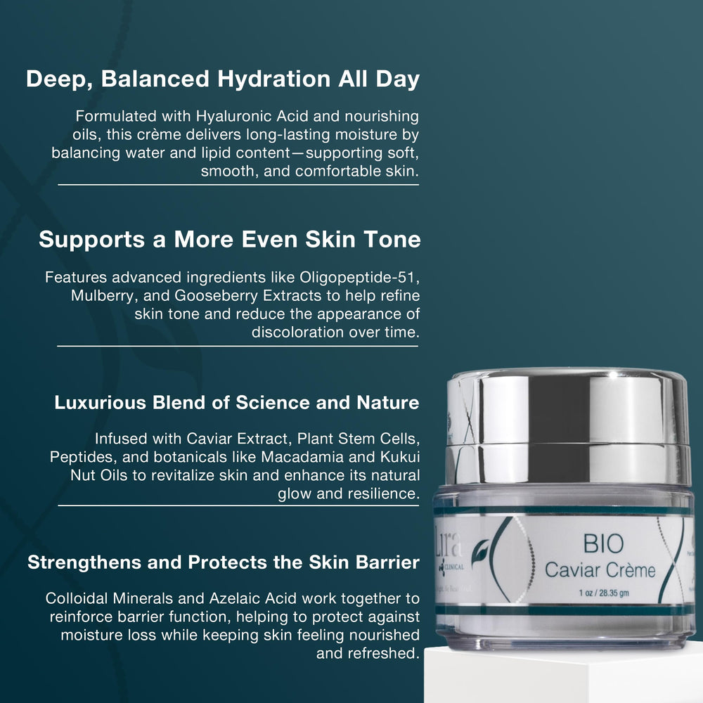 Lira Clinical BIO Caviar Crème packaging showing travel-friendly size.