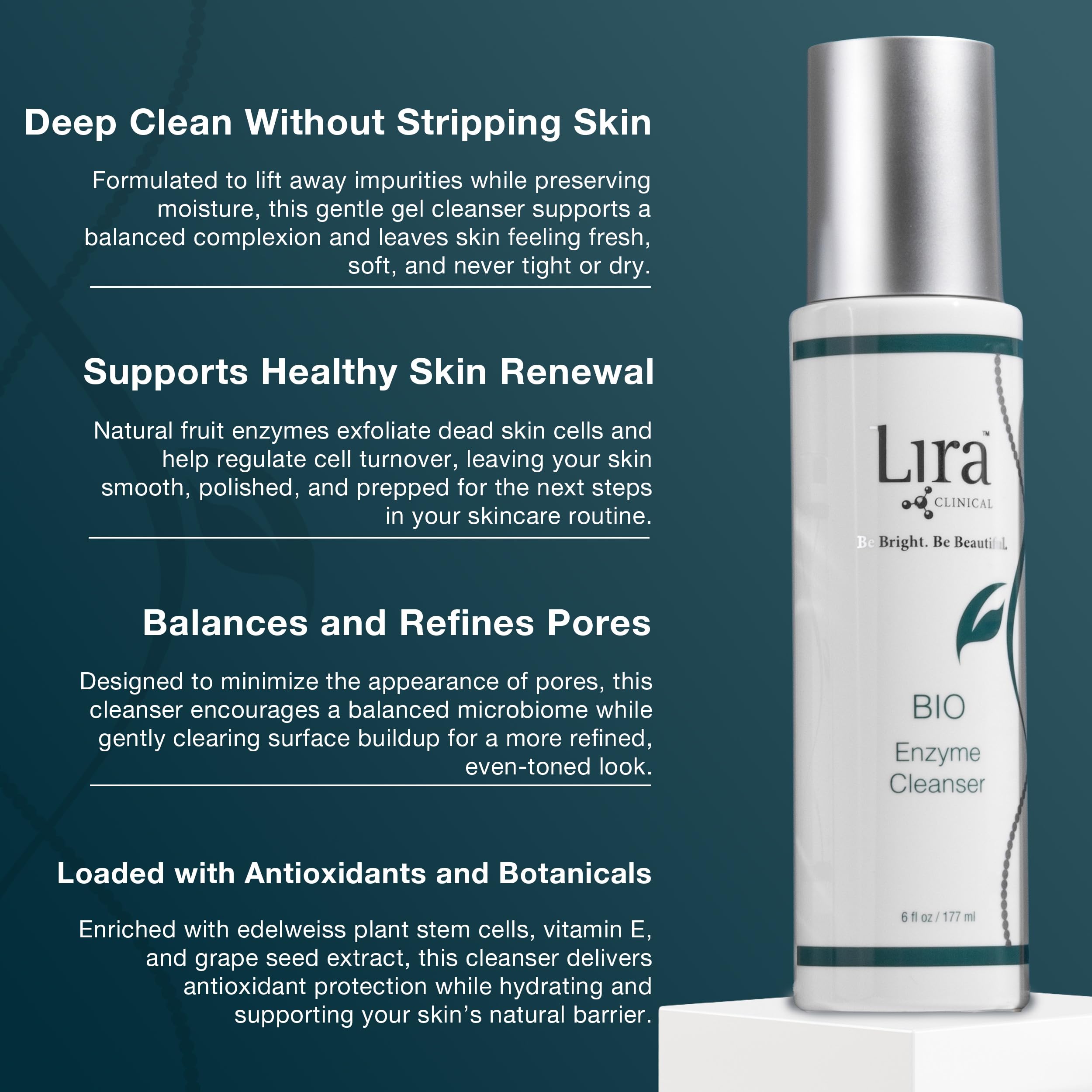 Lira Clinical BIO Enzyme Cleanser daily use for face and eye area.