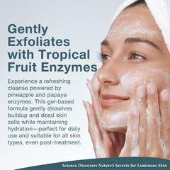 Lira Clinical BIO Enzyme Cleanser hydrophilic gel texture shown on hands.