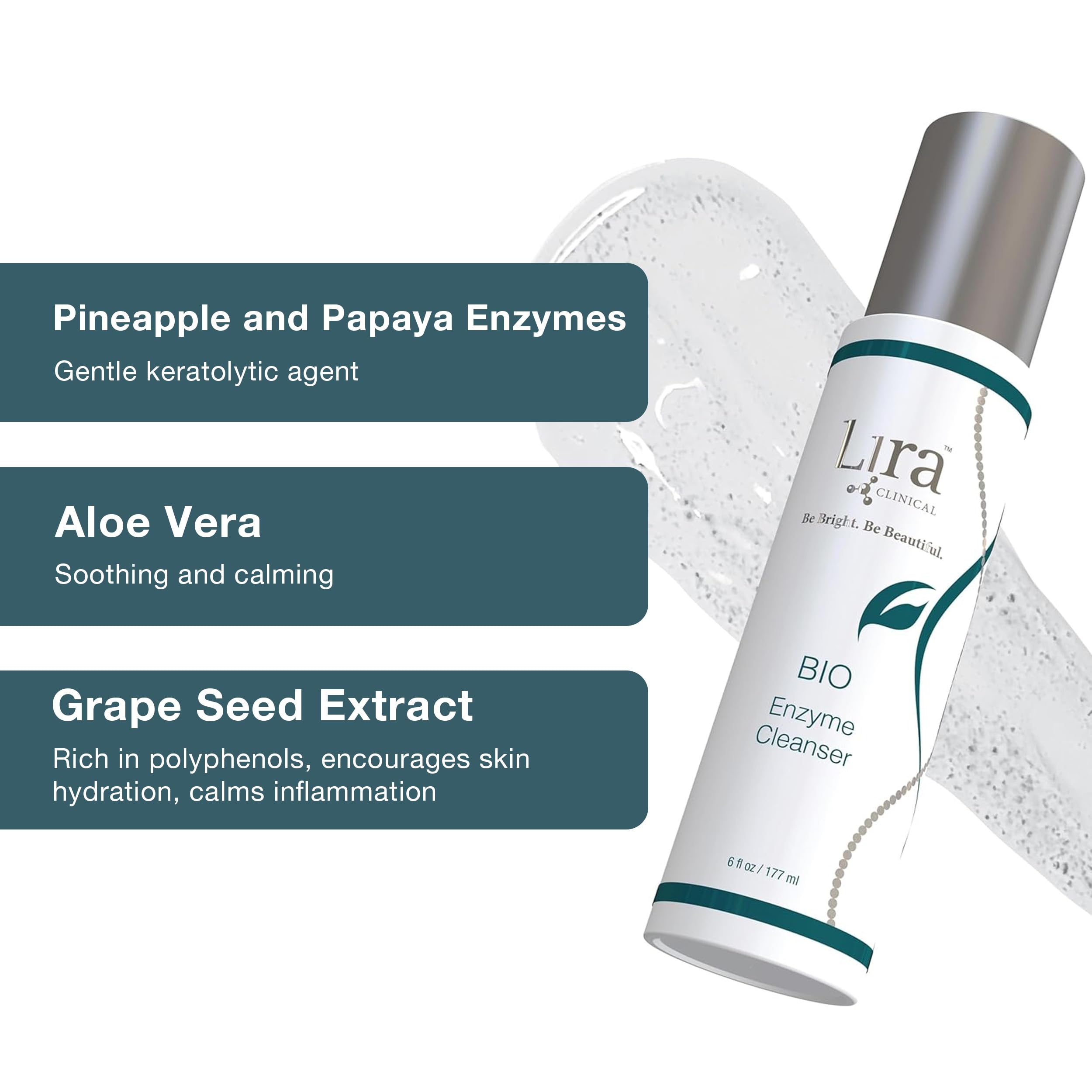 Lira Clinical BIO Enzyme Cleanser with pineapple and papaya enzymes.