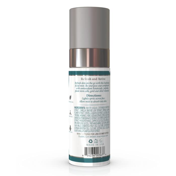 Lira Clinical BIO Hydrating Mineral Mist close-up of label highlighting plant stem cells