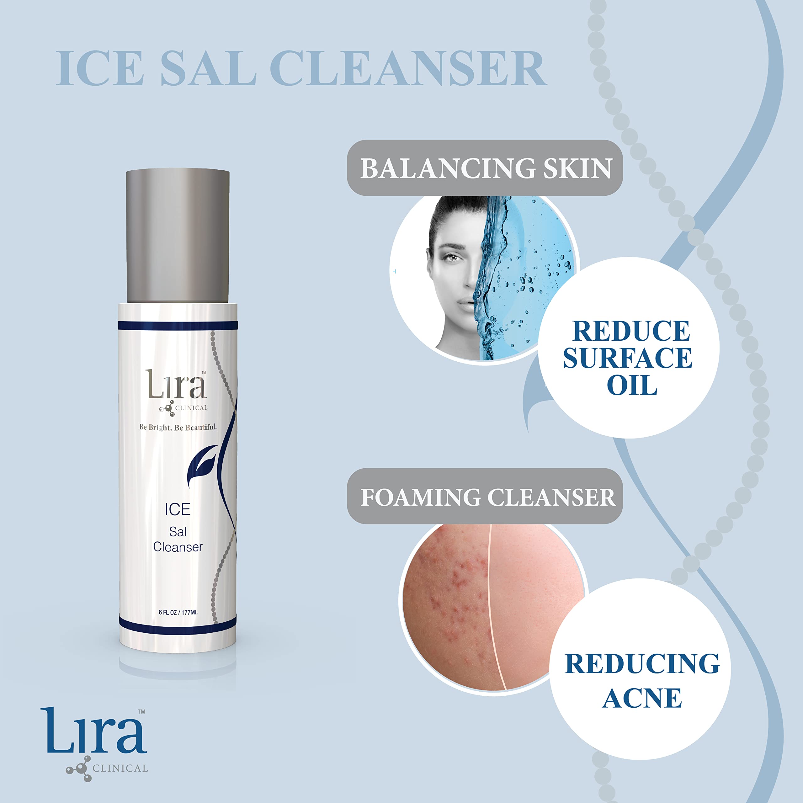 Lira Clinical ICE Sal Cleanser ingredients image features echinacea and peptides