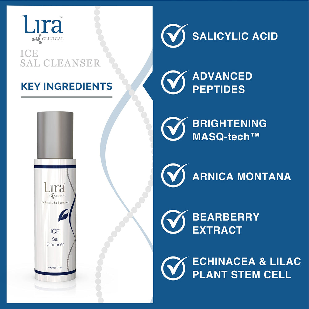 Lira Clinical ICE Sal Cleanser travel size packaging ready for on-the-go skincare