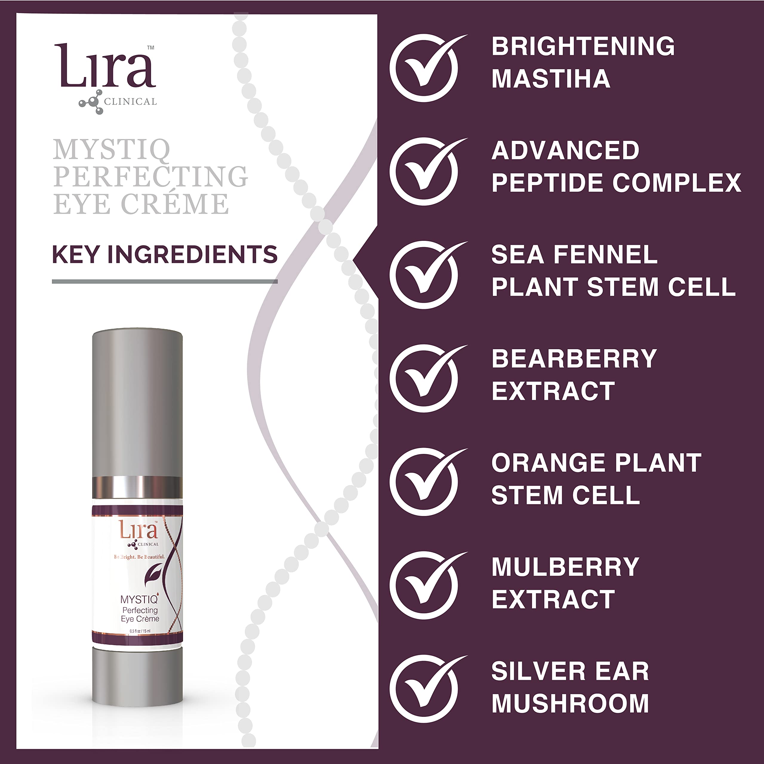 Silky texture on skin implies smooth finish and quick absorption for the eye area.