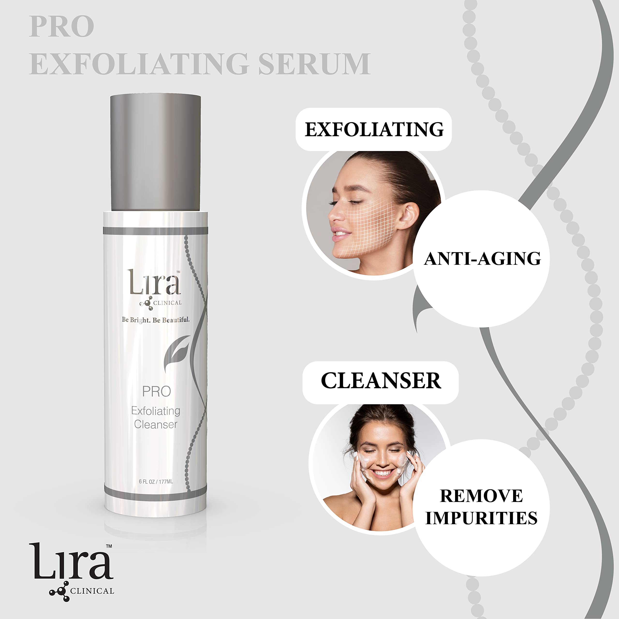 Lira Clinical PRO Exfoliating Cleanser foamy-lather indicates gentle exfoliation