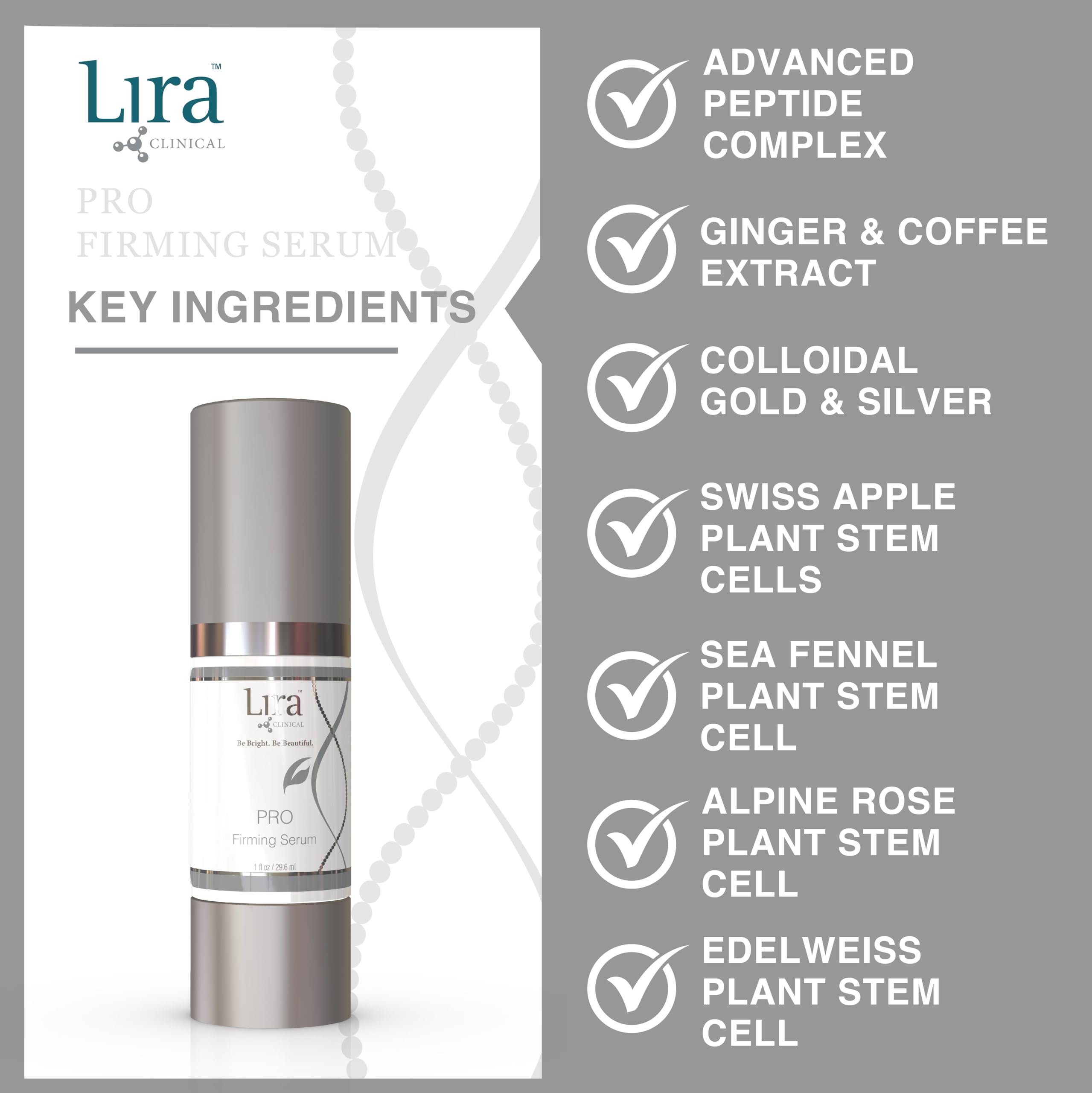 Close-up texture of PRO Firming Serum showing smooth, hydrated skin