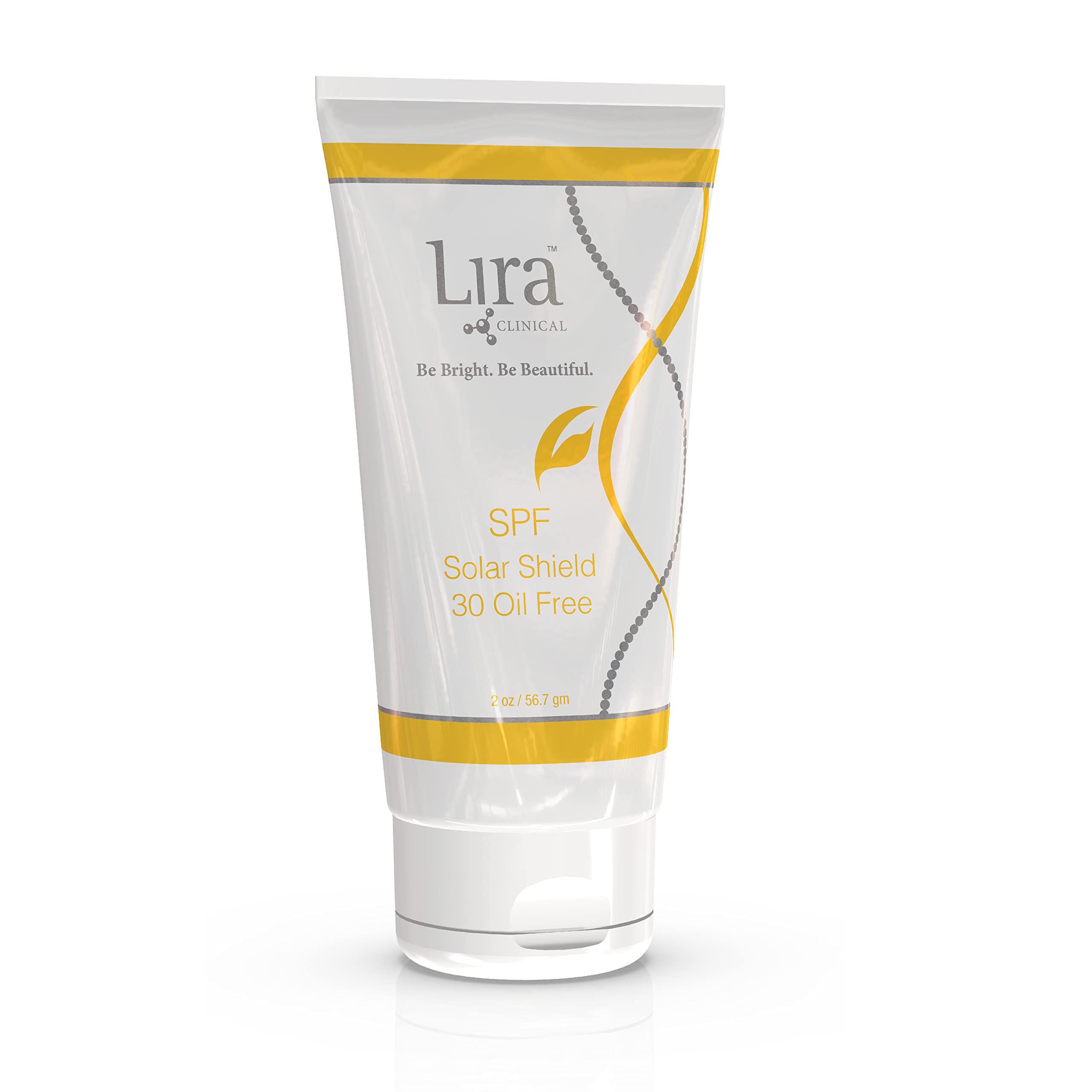 Lira Clinical SPF Solar Shield 30 Oil Free bottle, lightweight sun protection.