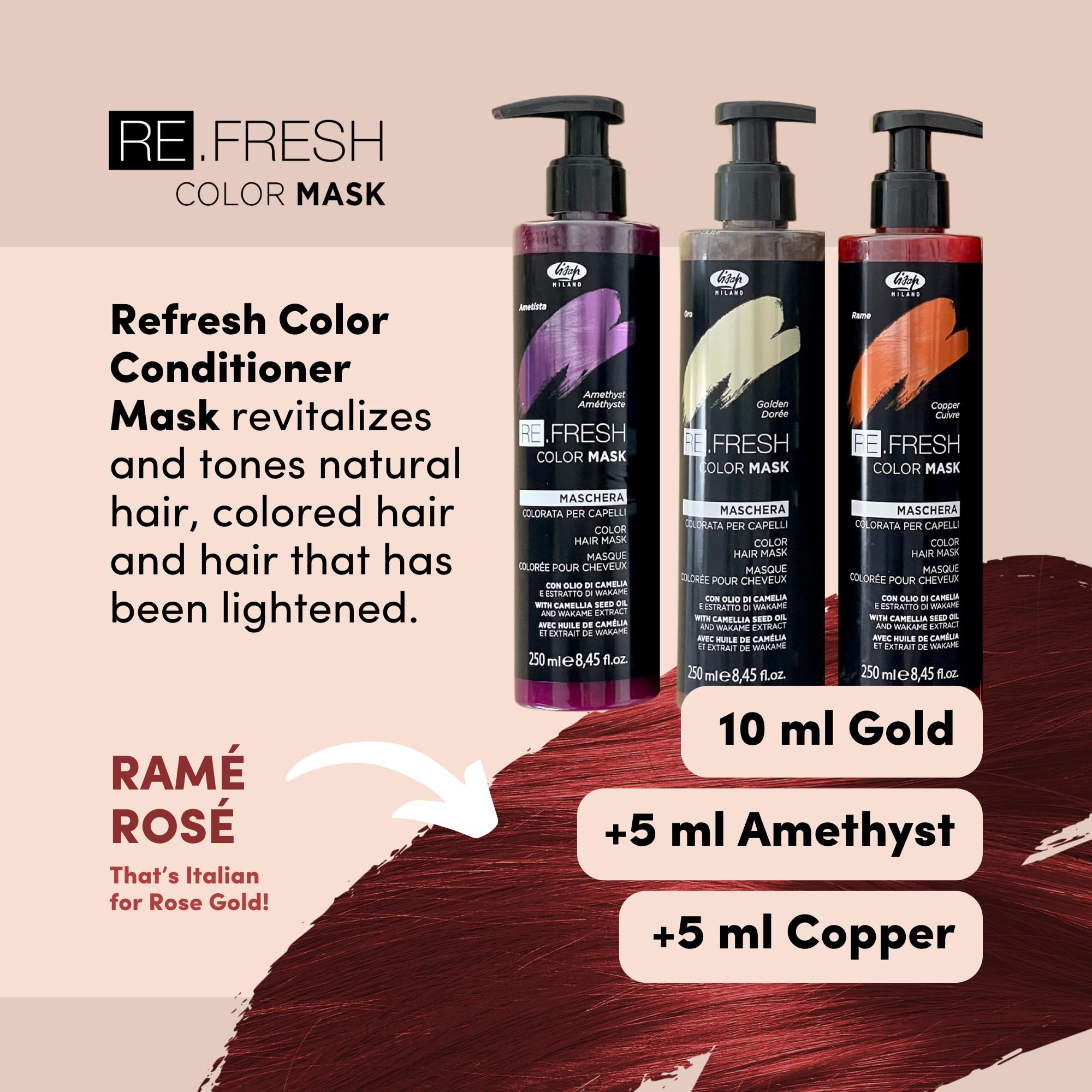 Lisap copper mask enhances daily hair care routine at home.