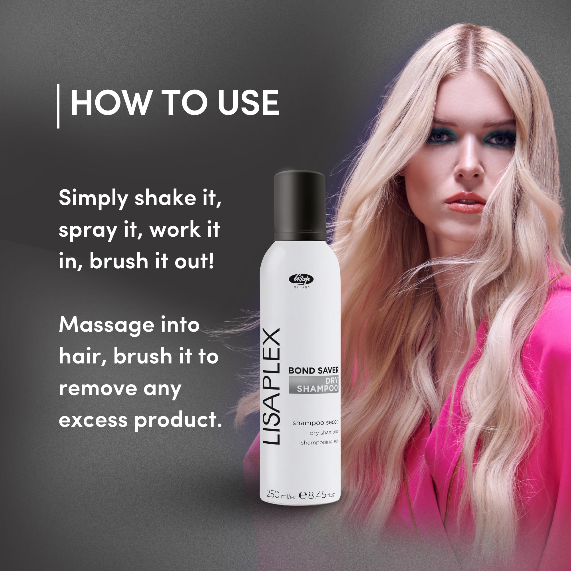 Lisap Milano Lisaplex Dry Shampoo with Marula Oil nourishes strands