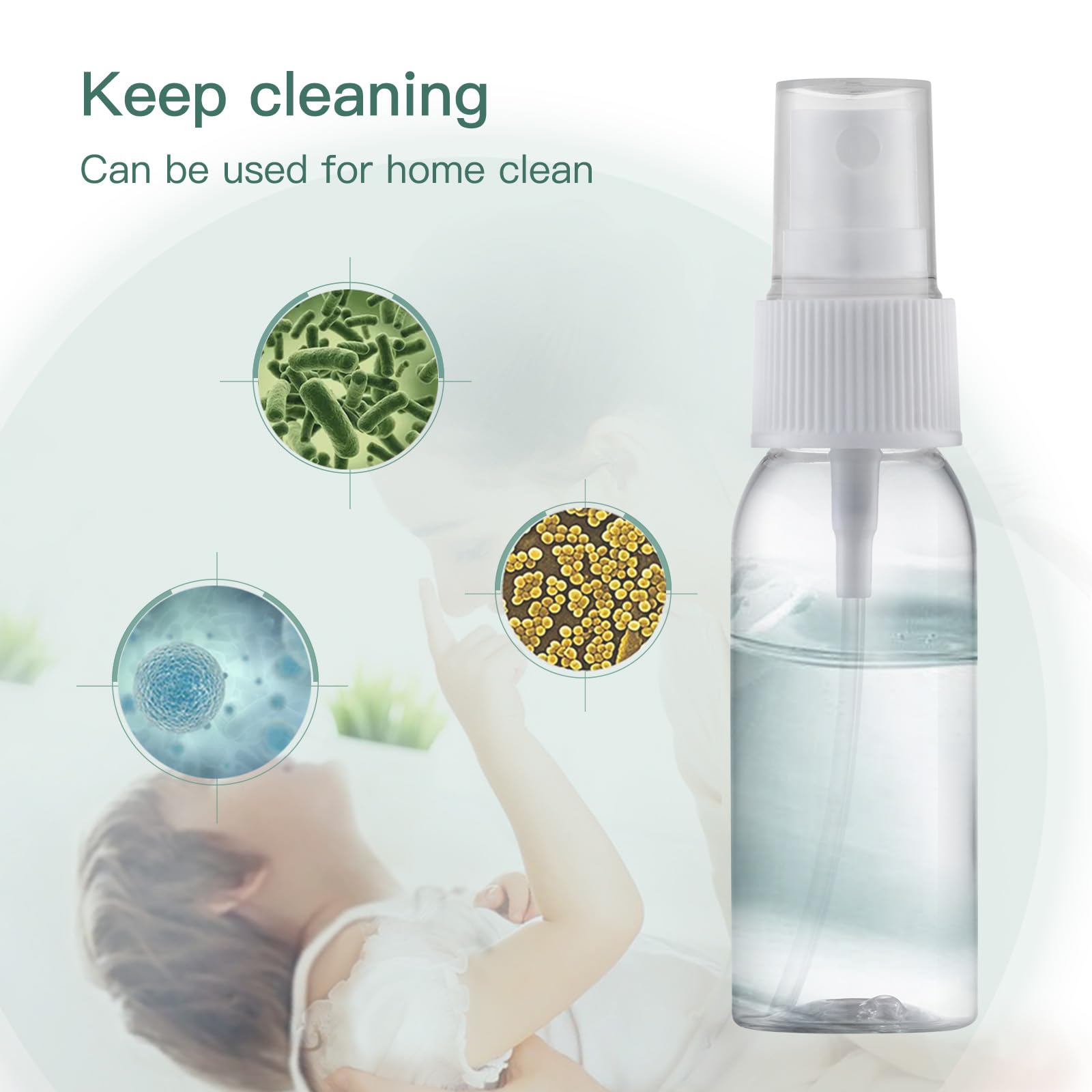 Lisapack fine mist nozzle delivers even spray for perfumes or cleaners.