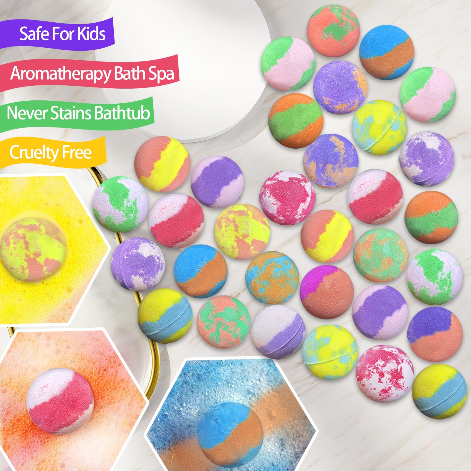 Lisotera bath bombs color-safe and skin-friendly for gentle play.