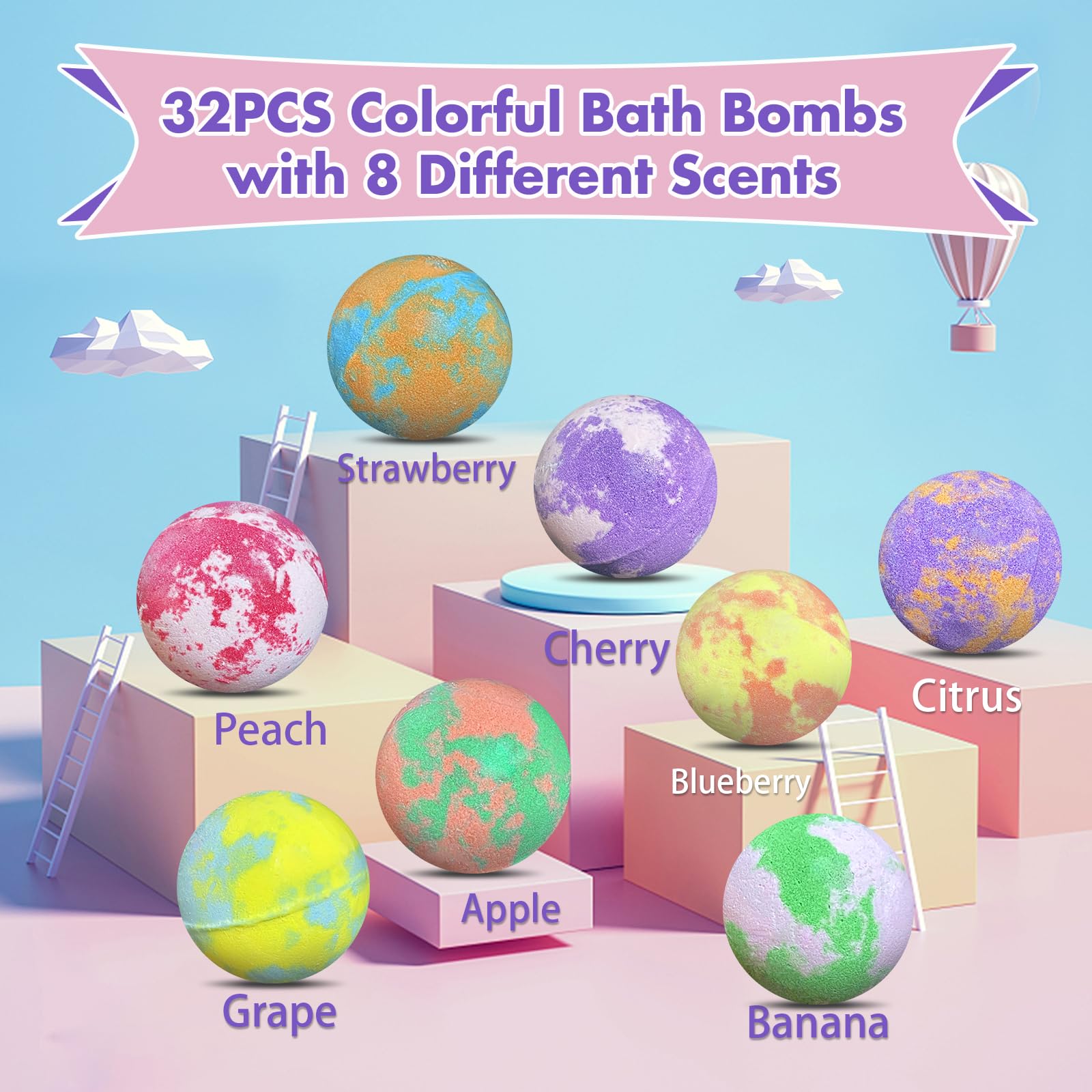 Lisotera bath bombs eight scent options offer variety for bath time.