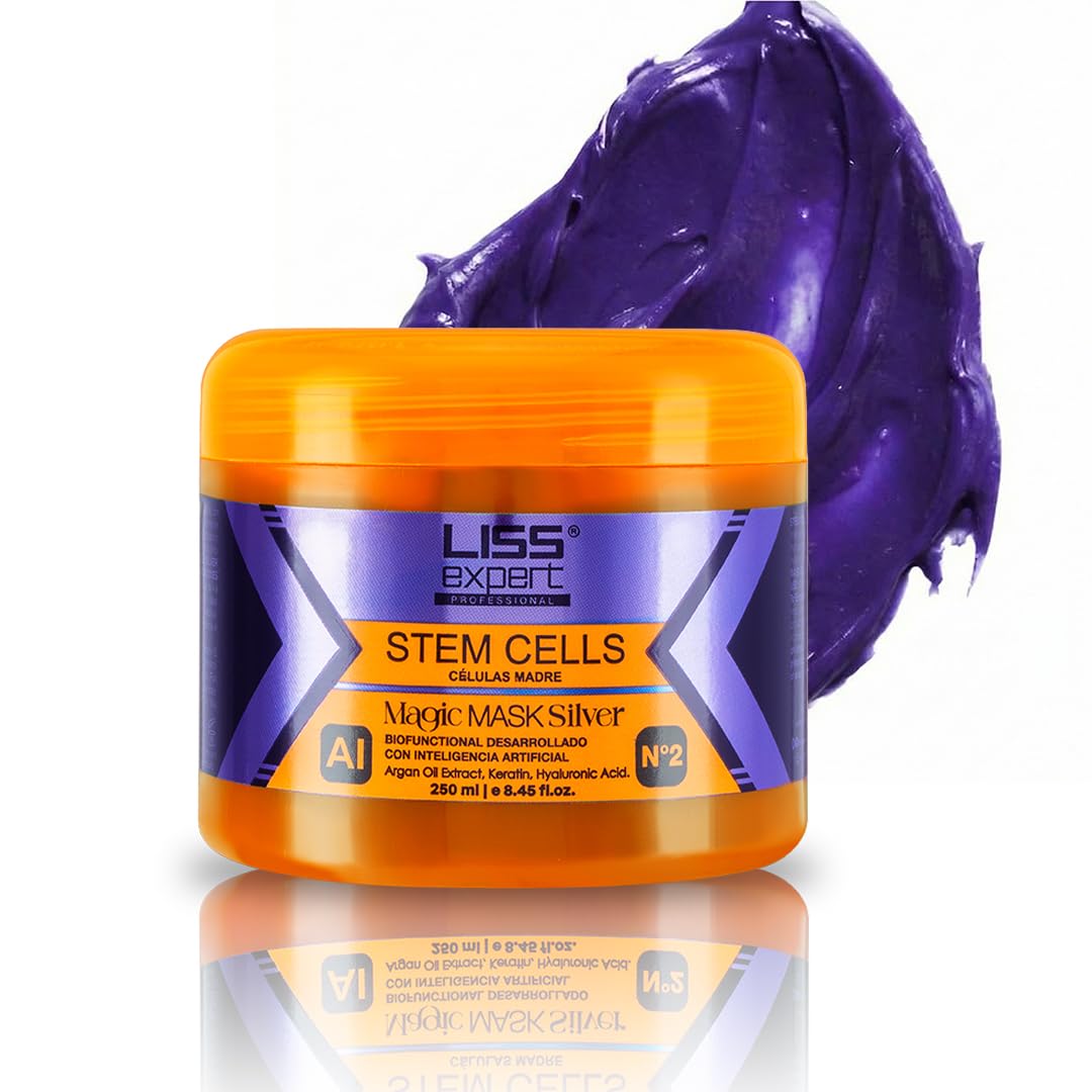 Liss Expert Stem Cells Purple Magic Hair Mask jar for deep conditioning and frizz control.