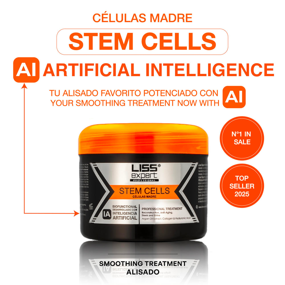 Liss Expert Stem Cells Smoothing Treatment packaging side view, highlighting organic, odorless care.