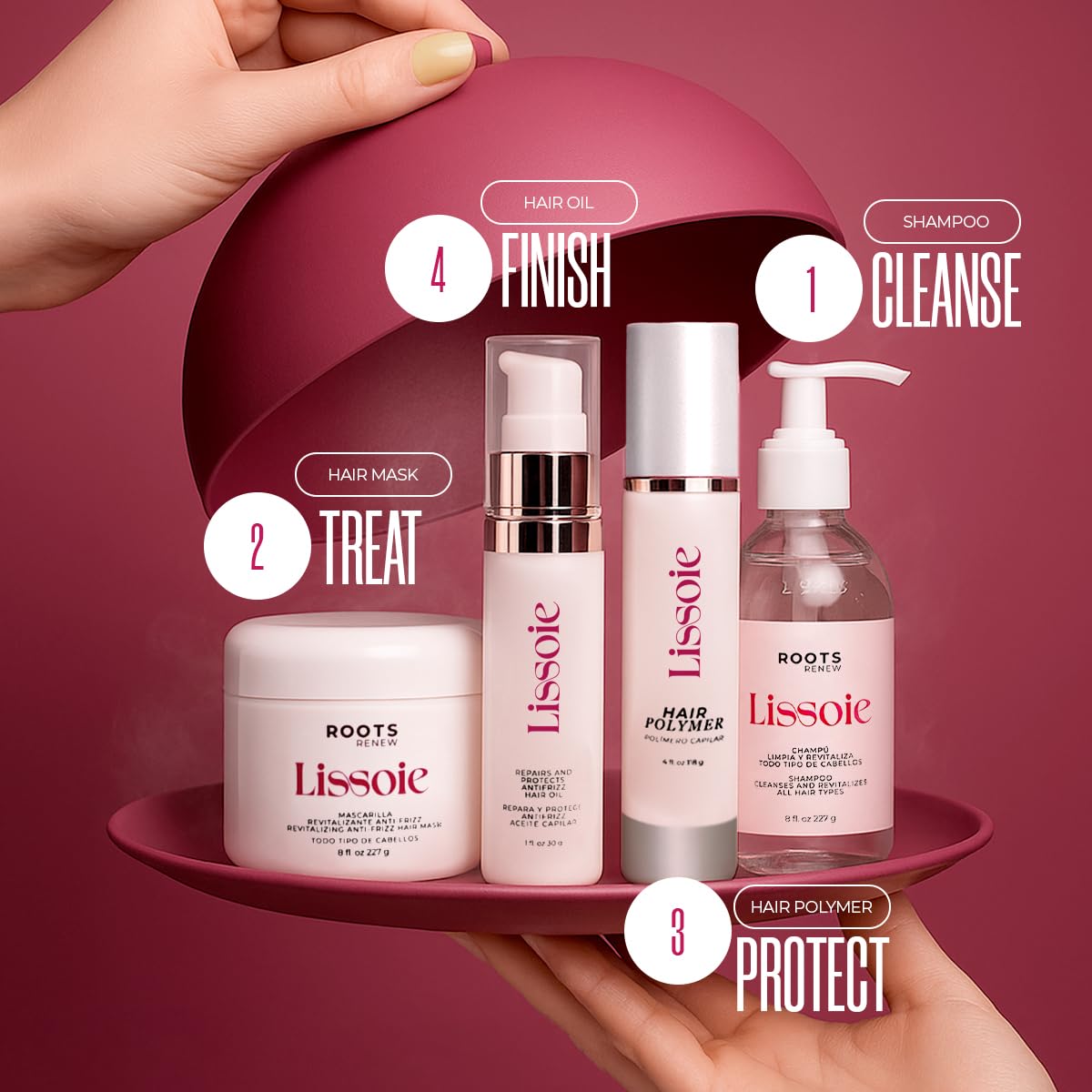 Lissoie Revitalizing Shampoo color-safe formula preserves vibrancy of color-treated hair.