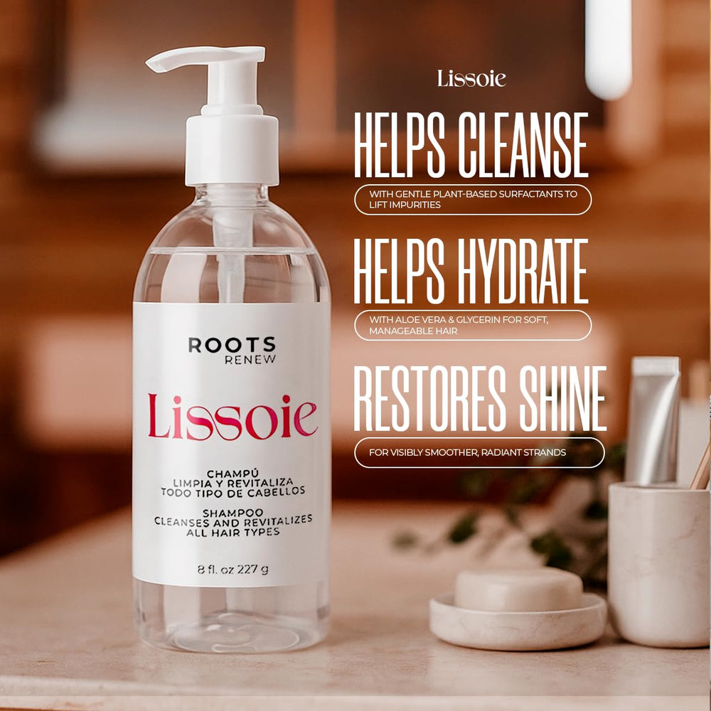 Lissoie Revitalizing Shampoo lather demonstrates rich, hydrating foam for detangling.