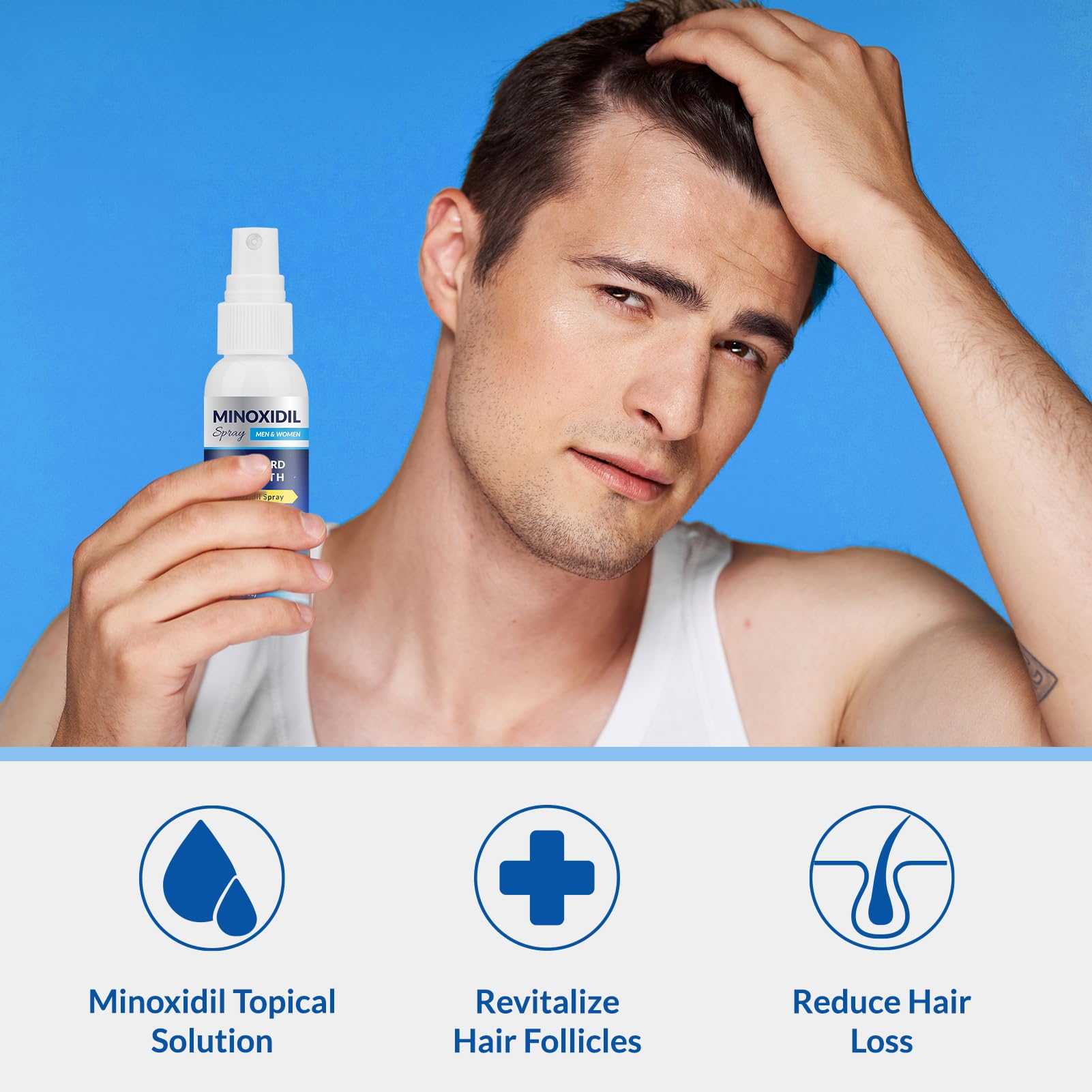Listarfe woman applying Minoxidil for daily hair care routine