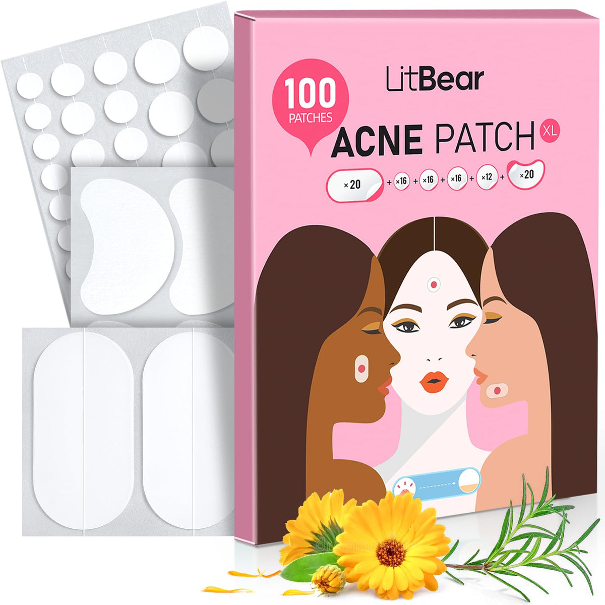 LitBear 8mm acne patch applied to a small blemish for precise coverage and gentle grip