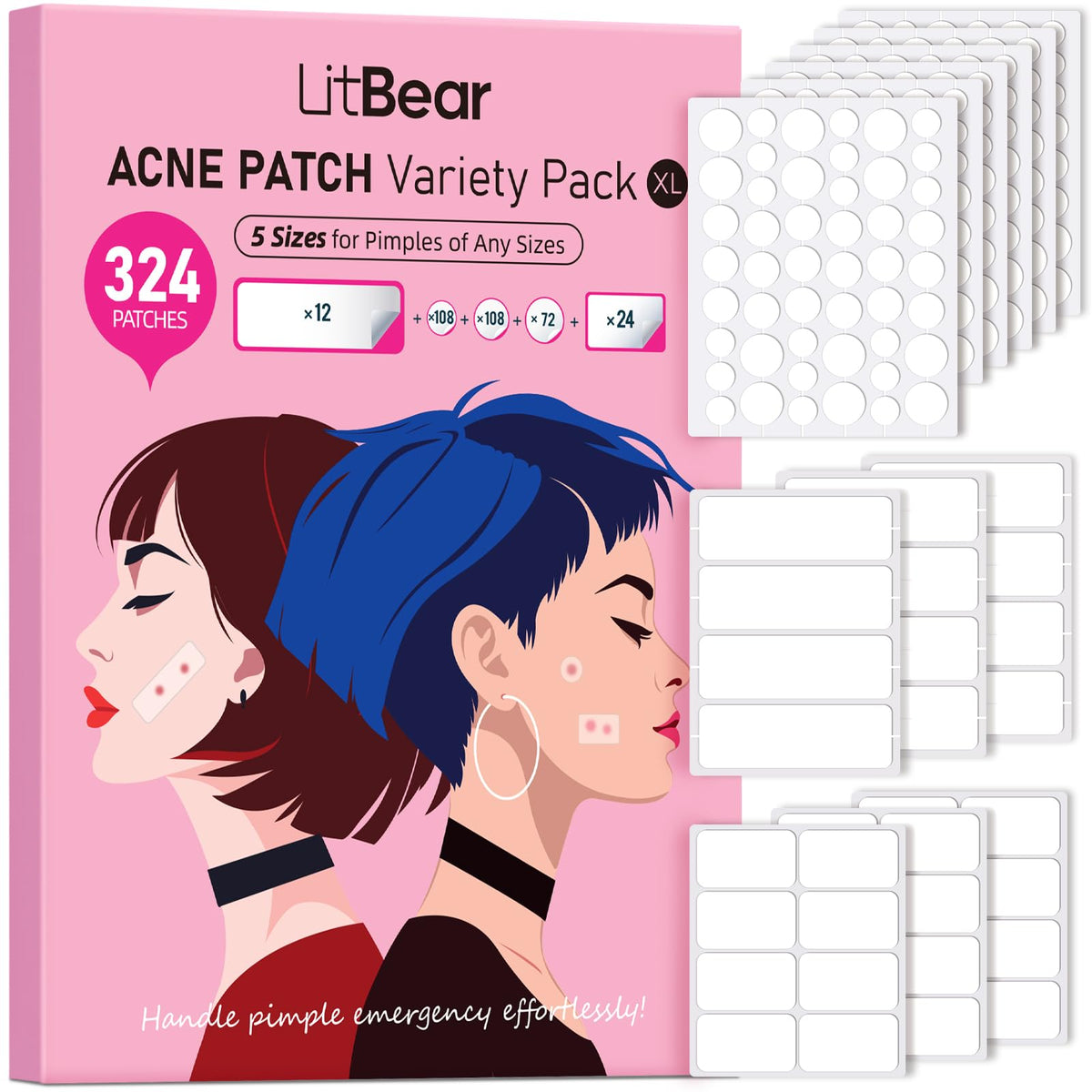 LitBear 8mm pimple patch for small facial blemishes, discreet wear