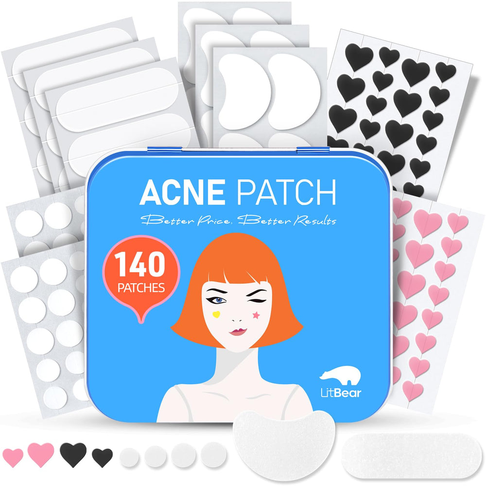 LitBear acne patch with 8 sizes offers versatile coverage for different blemishes.