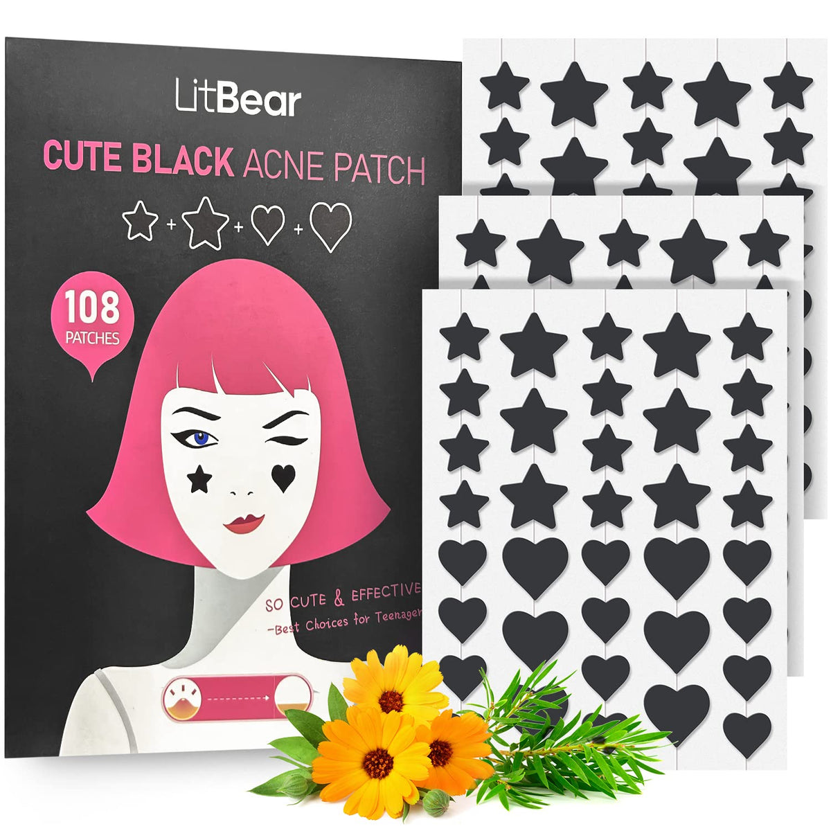 LitBear 8mm star patch provides discreet overnight blemish coverage.