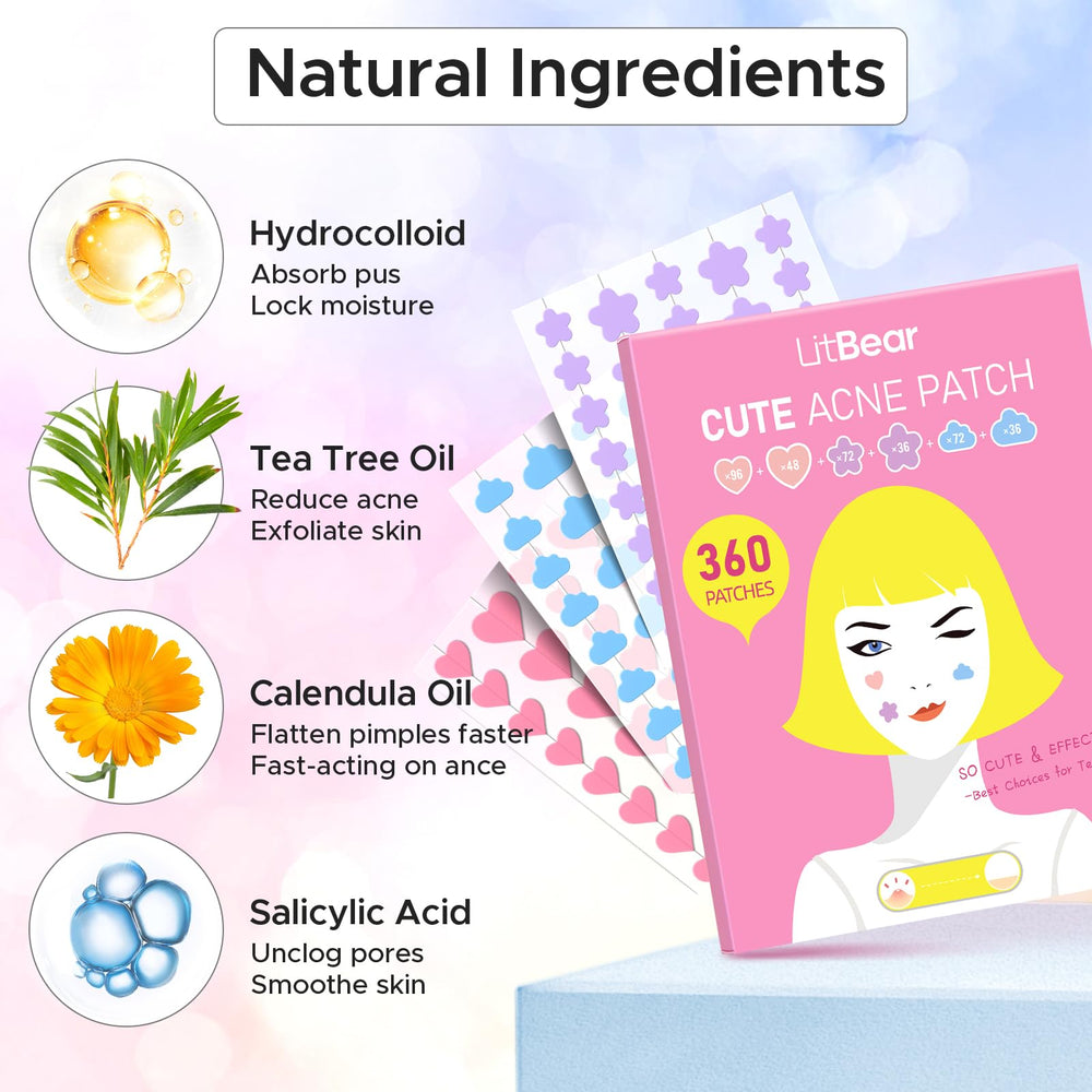 LitBear flower-shaped 10mm patch on skin for playful blemish coverage