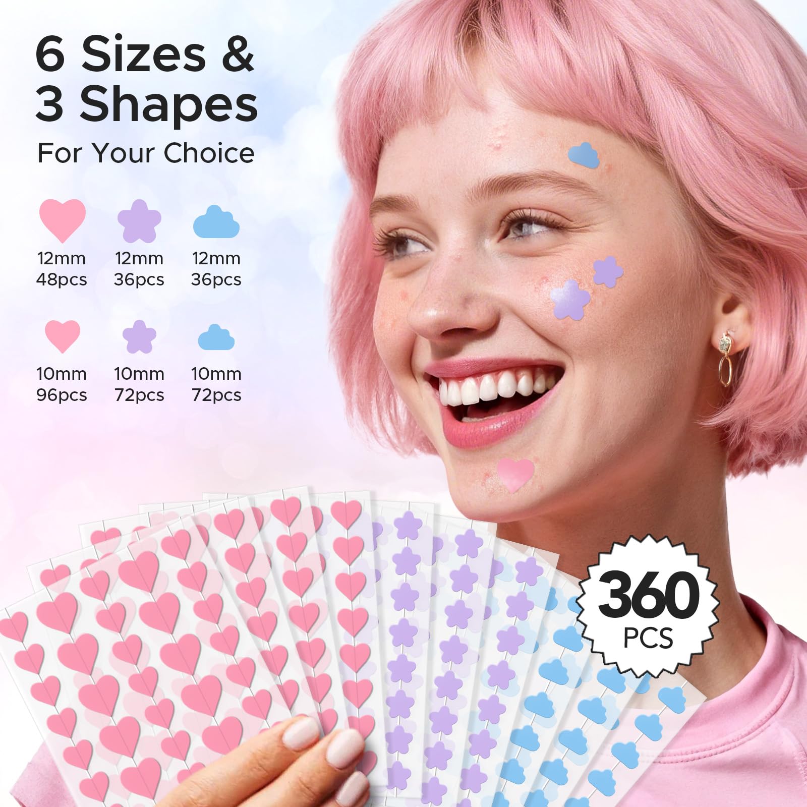 LitBear heart-shaped 12mm patch on skin with secure adhesion