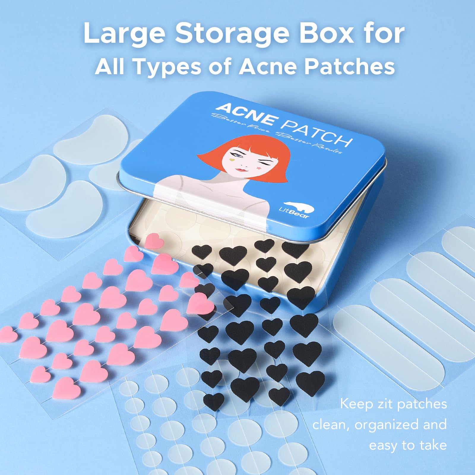 LitBear hydrocolloid patches are plain and skin-friendly.