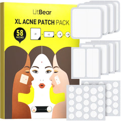LitBear acne patch with large coverage protecting facial hotspots.
