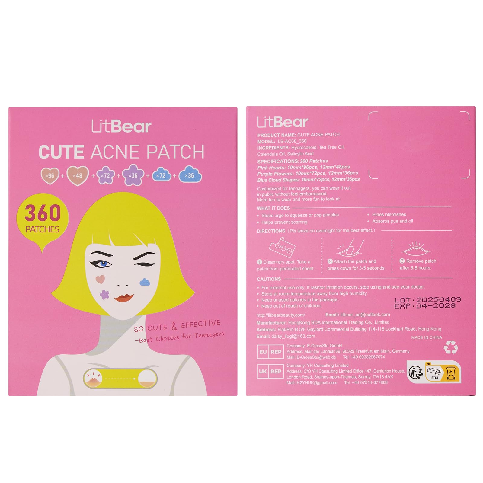 LitBear patch on face illustration demonstrating easy application for daily wear
