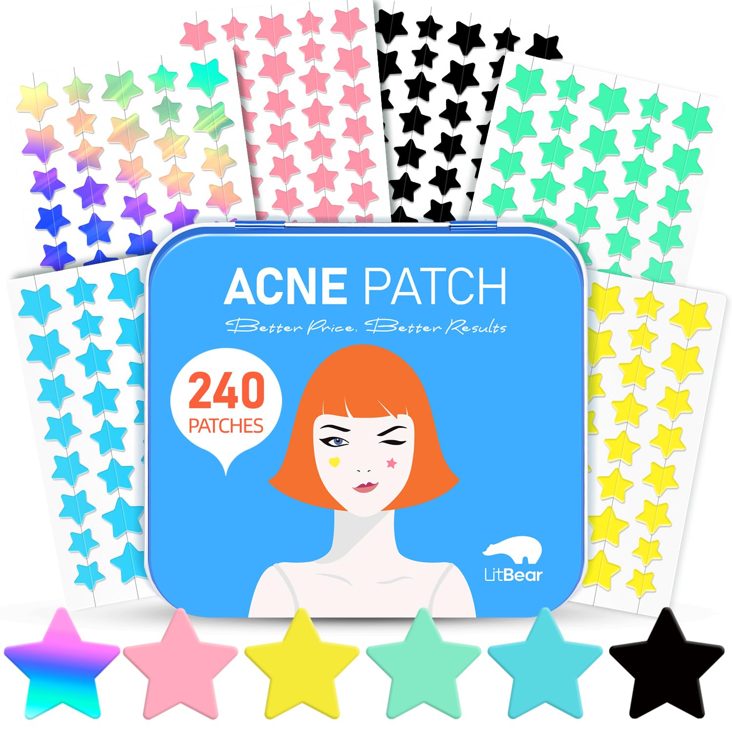 LitBear star patch 10mm for discreet overnight protection on blemishes.