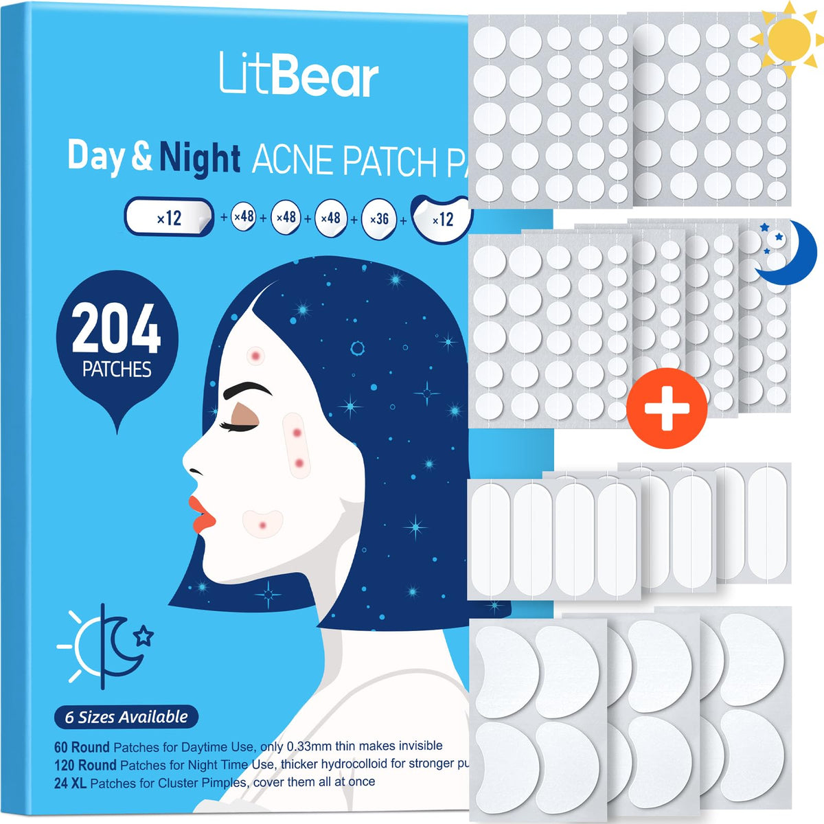 LitBear day-night acne patches blend with skin for discreet daily wear