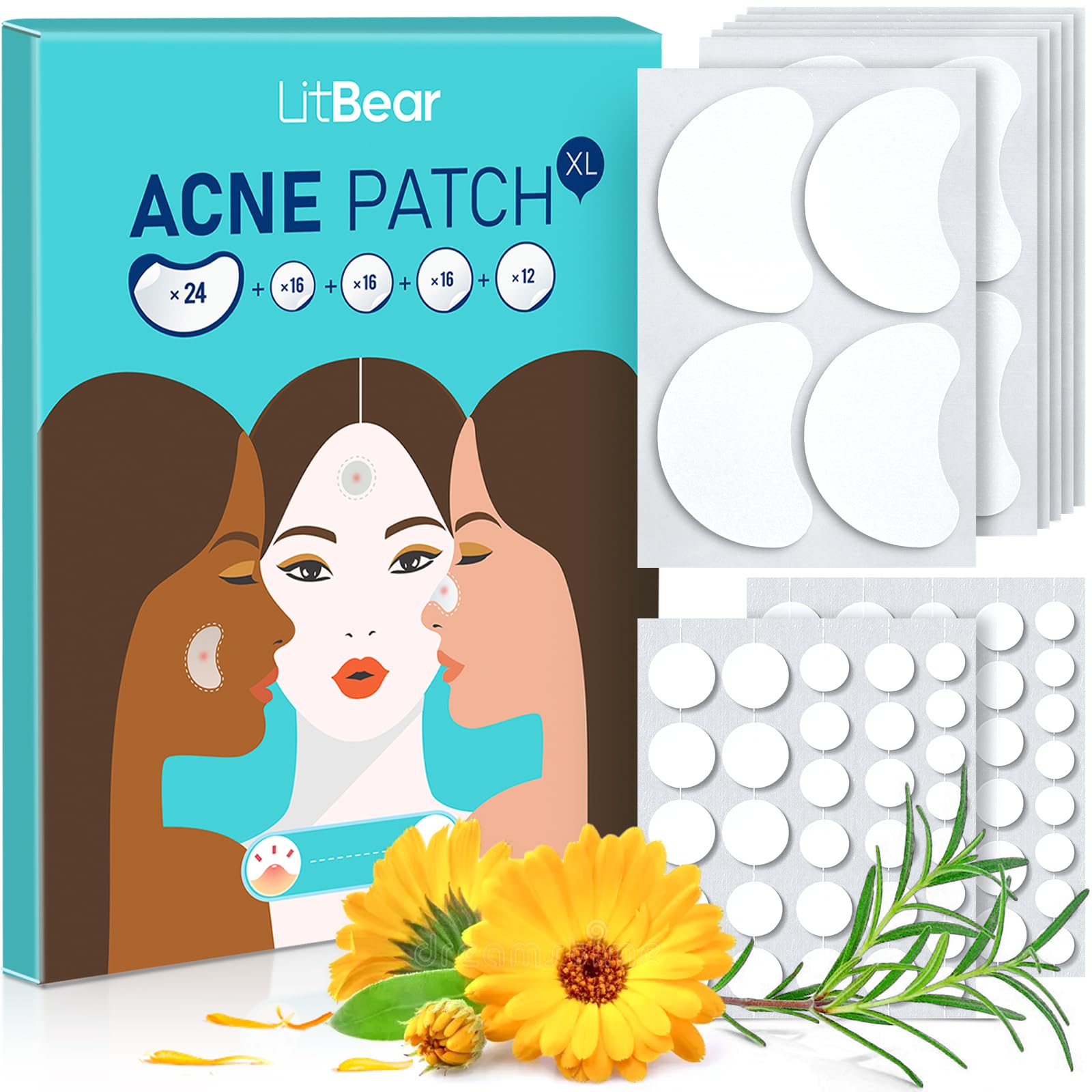 LitBear acne patches large packaging for easy daily use