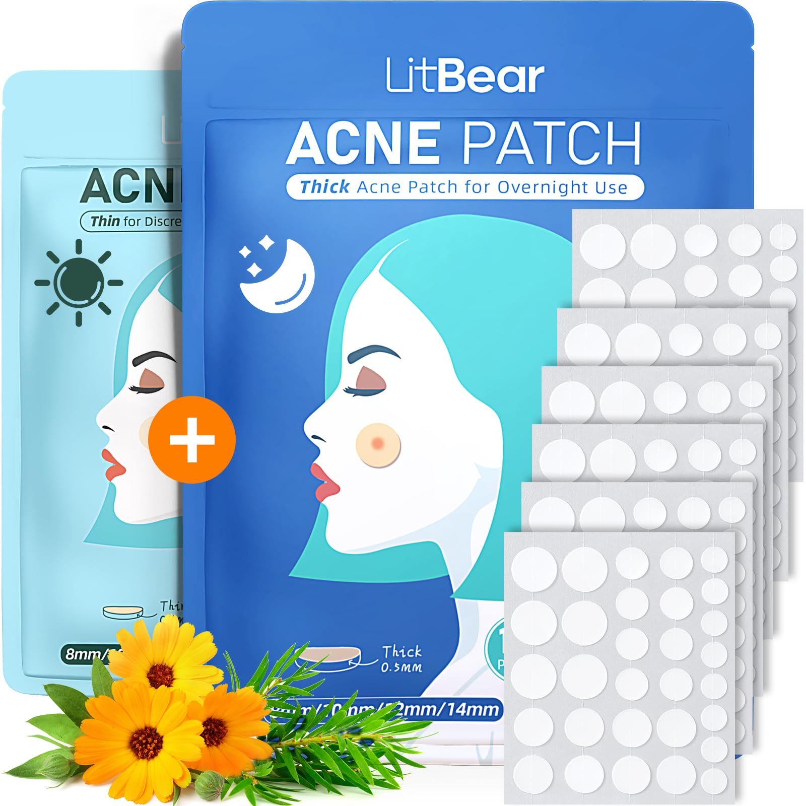 LitBear day patch 8mm thin blends with skin for discreet blemish coverage.