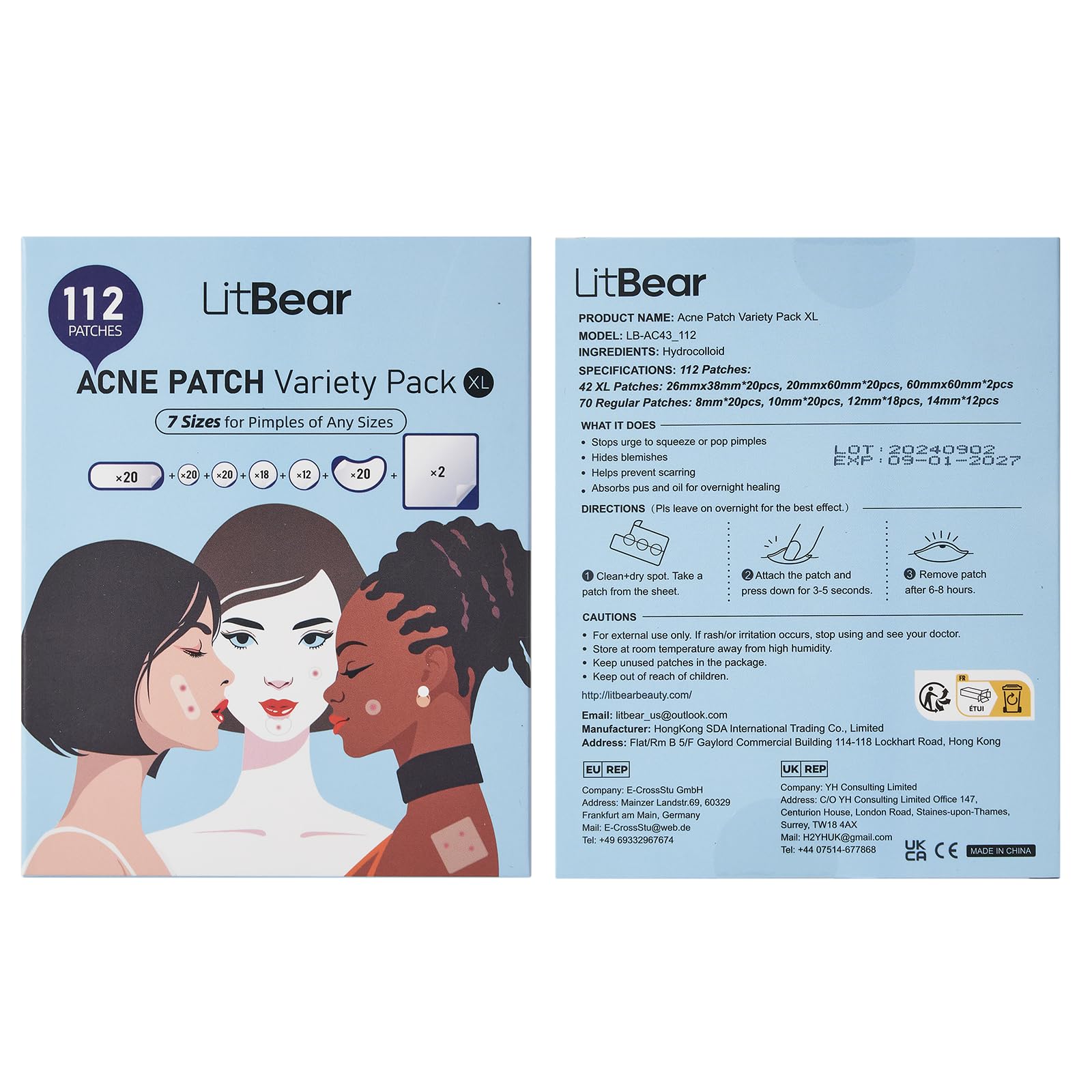 LitBear invisible large patches pack provides seamless coverage.