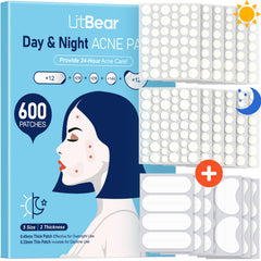LitBear pimple patches day night pack on skin for discreet blemish care
