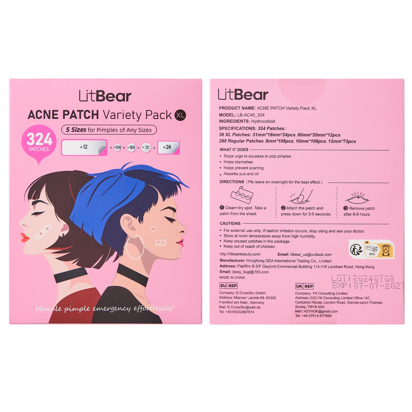 LitBear square hydrocolloid patch offers versatile placement
