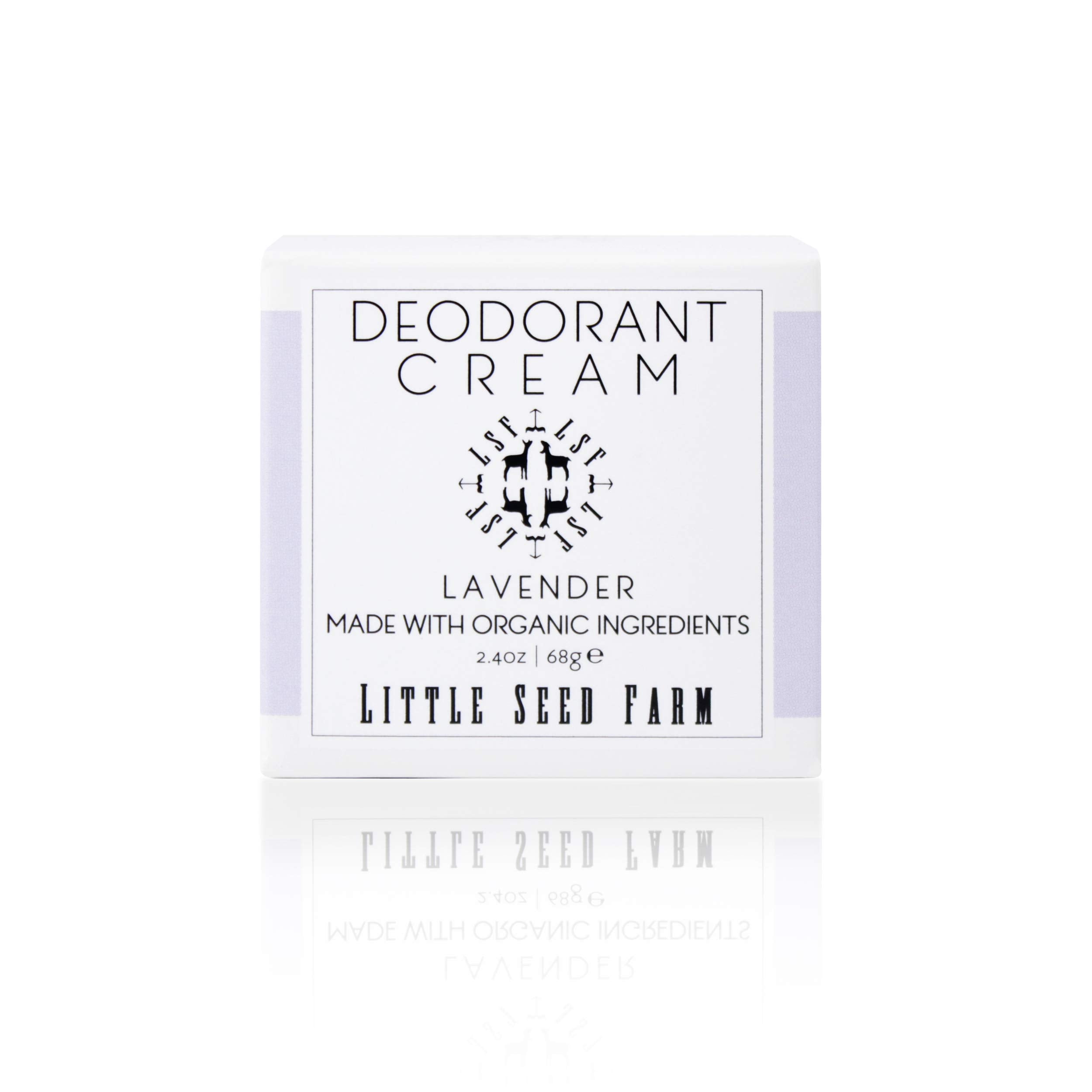 Little Seed Farm lavender deodorant cream jar offers gentle, aluminum-free freshness.