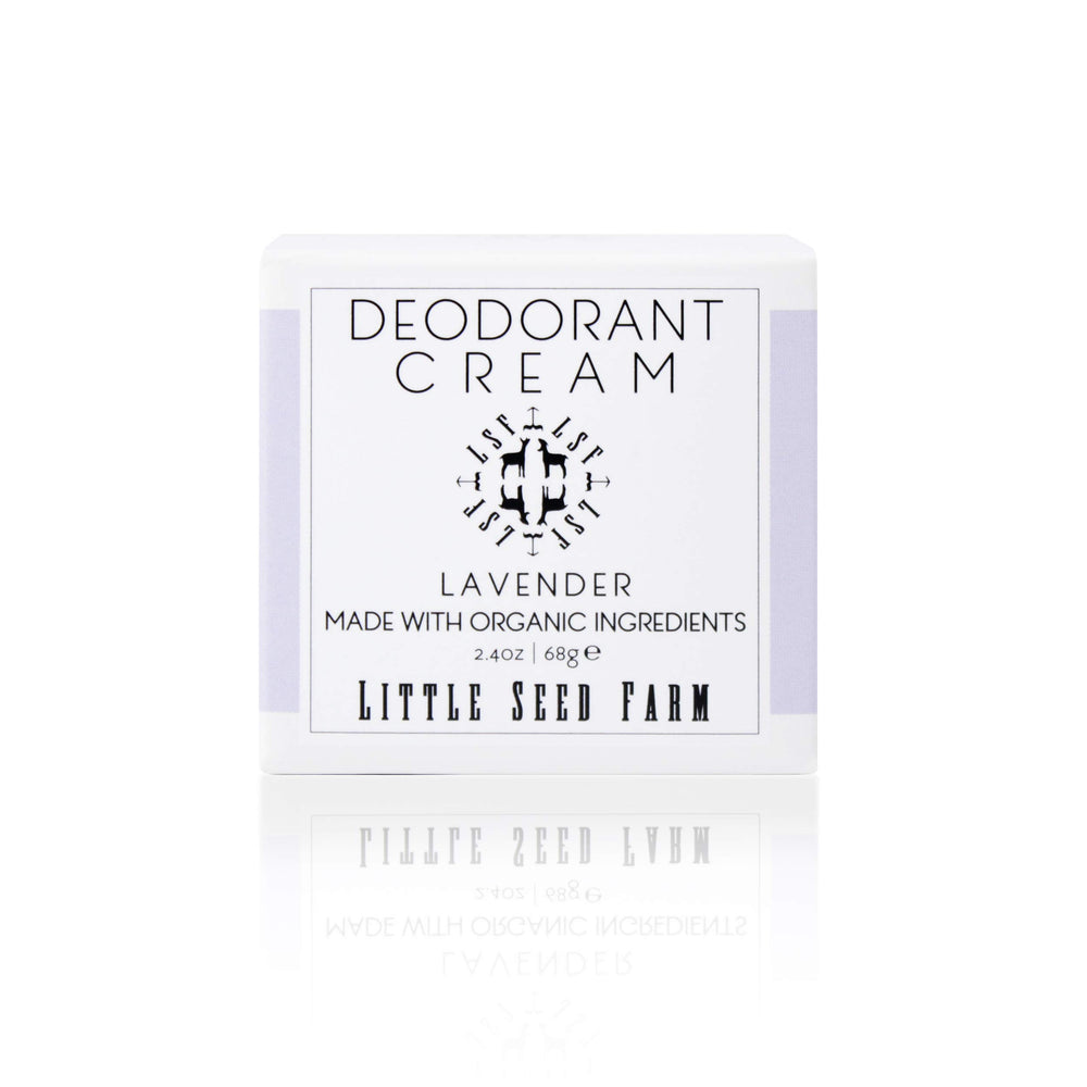 Little Seed Farm lavender deodorant cream jar offers gentle, aluminum-free freshness.