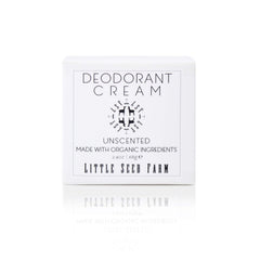 Little Seed Farm Unscented Deodorant Cream jar for all-day freshness.