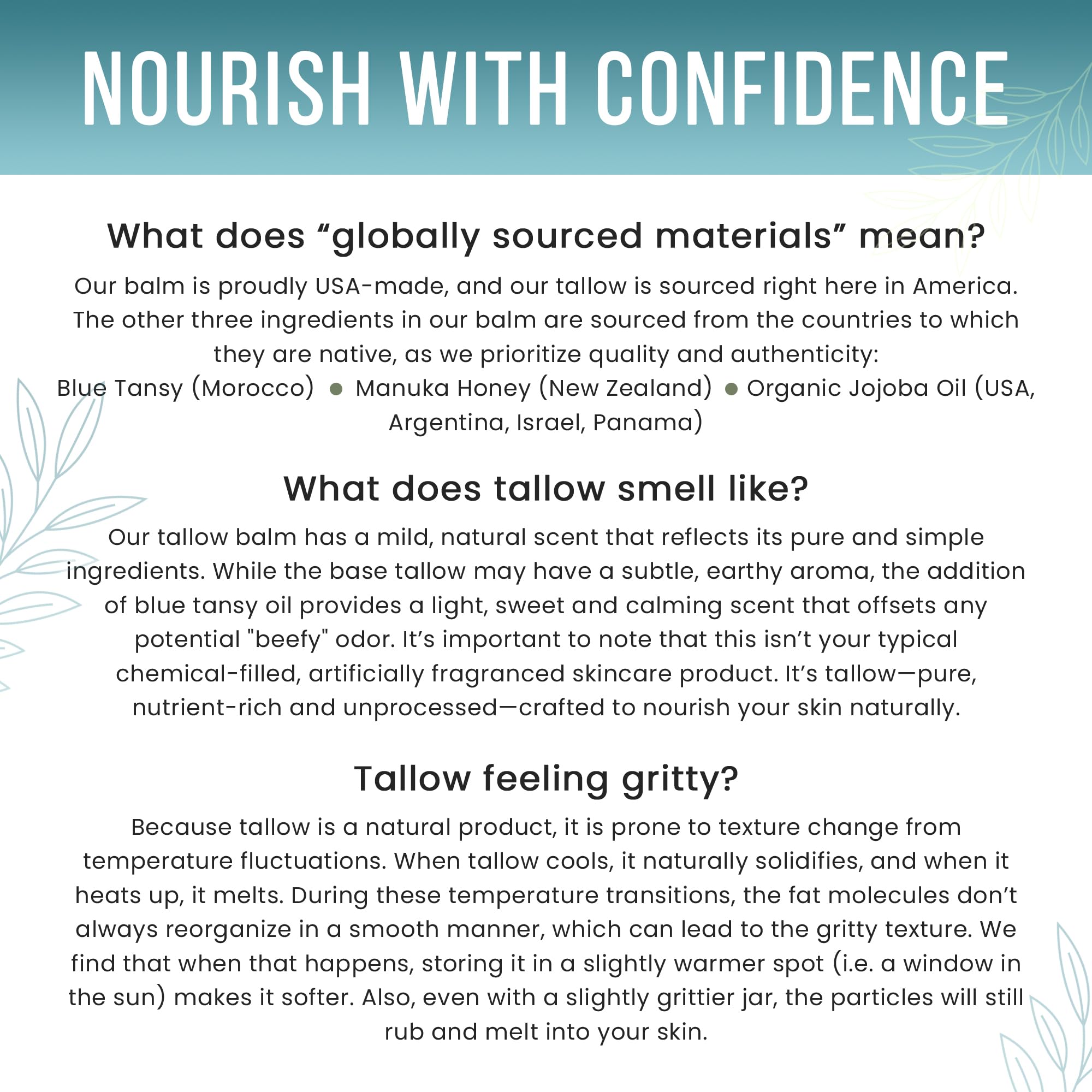 Natural ingredients label emphasizes clean, nature-based formulation.