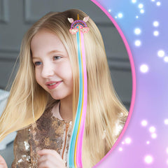 Little World 15in rainbow hair extensions for kids for playful braided looks