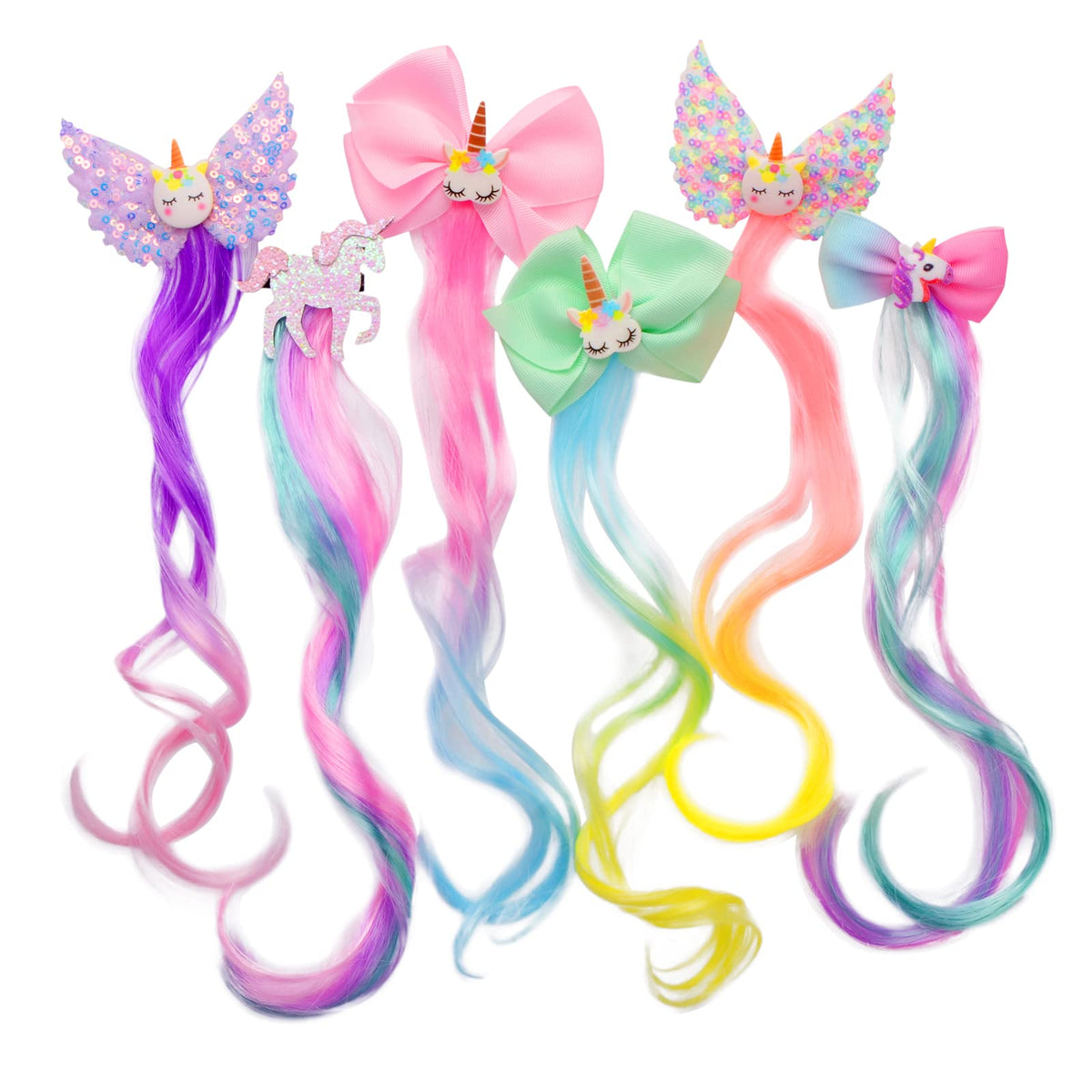 Little World unicorn bow clip in 13-inch gradient style for playful ponytails and easy party-ready looks.